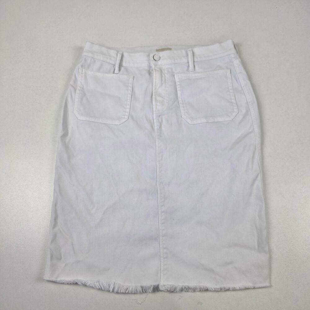 Mother Denim Skirt Womens 31 White Raw Hem Patch Pockets Made in USA Stretch‎